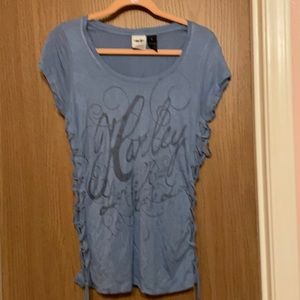 Harley Davidson silver blue top with lace up sides.